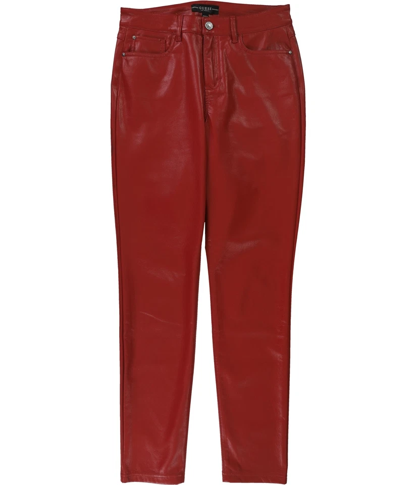 GUESS Womens Faux-Leather Casual Chino Pants - Image 1 of 1