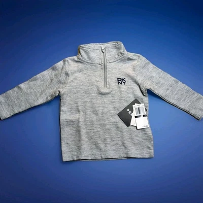 DKNY Toddler 2T Quarter Zip Pullover Light Gray Heather Cotton Blend Long Sleeve - Image 1 of 4