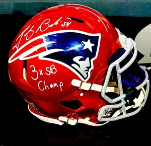Tedy Bruschi Signed AUTHENTIC Helmet FLASH “3xSB Champ” Beckett COA - Picture 1 of 2