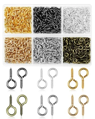 FIVEIZERO 840 piezas pequeños pasadores de ojo de tornillo para hacer joyas, pequeños ganchos para ojos con... Foto 1 de 4