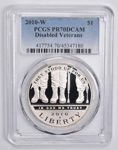 PR70 2010-W DCAM Disabled Veterans Commemorative Dollar PCGS Blue Label *6812 - Picture 1 of 5