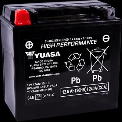 Batería AGM activada de fábrica Yuasa H-P YTX14H Kawasaki Ninja ZX12R 00-05 Foto 1 de 4