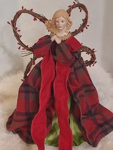 Topper per albero di Natale con angelo vestito scozzese. 17" - Foto 1 di 11