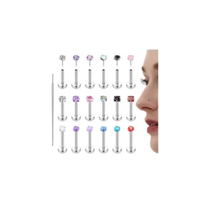 20G 18G 16G Gewindelose Nasenstecker Ringe 316L Chirurgenstahl Push in Flachrücken... - Bild 1 von 6