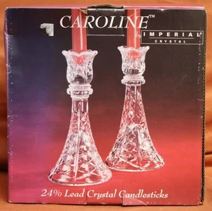 Caroline von IMPERIAL CRYSTAL - klar 24% Kristall Kerzenhalter Paar - 8". Tag 53h - Bild 1 von 11