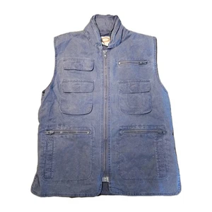 Vintage 80's Banana Republic Vest Mens L Blue Safari Hiking Photography Hooded - Picture 1 of 6