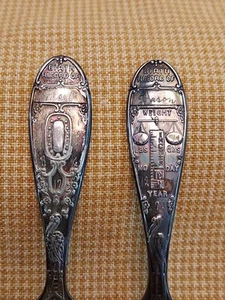 Vintage IS Silver W ROGERS Baby Spoon Fork Birth Record Stork Embossed/Engraved - Picture 1 of 14