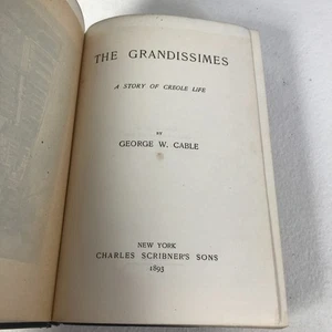 George W. Cable, "The Grandissimes," HC, Illustrated, 1893 - Imagen 1 de 4