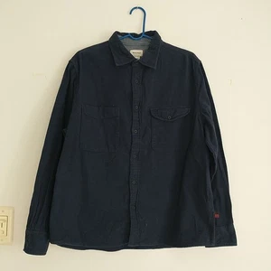Woolrich Flannel Shirt Mens M Navy Blue Cotton Button Up Workwear Outdoor - Picture 1 of 11