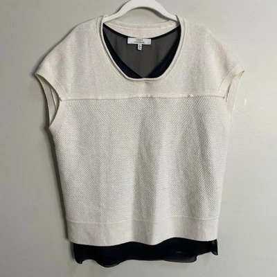 Suéter Robert Rodriguez Marfil y Negro En Capas Sin Mangas Mezcla Lana Talla Pequeña Foto 1 de 4