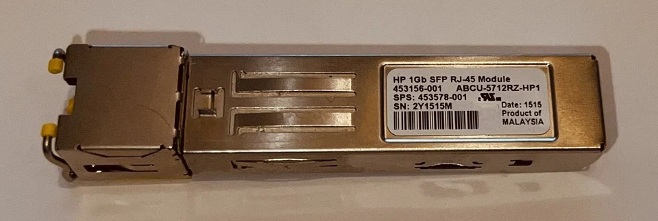 HP 1Gb SFP 1000Base-T RJ-45 Transceiver SPS:453578-001 - PN:453156-001 - Image 1 of 1