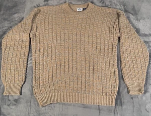 Cambridge Classic Chunky Cable Knit Sweater Crewneck Brown/Tan - Picture 1 of 11