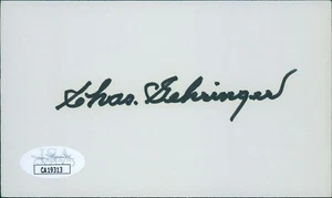 Charlie Gehringer Detroit Tigers Signed 3x5 Index Card JSA Authenticated - Picture 1 of 2