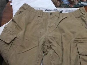 Vintage neuwertige Eddie Bauer Hose Herren 36x30 Flanell gefüttert - braun mit grauem Flanell - Bild 1 von 9