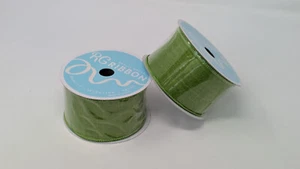 RG Ribbon 2.5"x 10 Yds Rolls Spring Green Double-sided Wire Edge New Lot of 2 - Picture 1 of 7