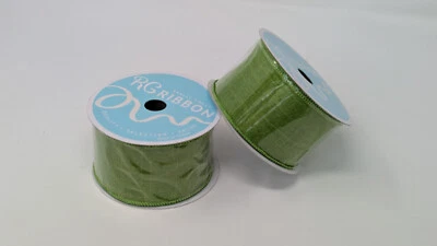 RG Ribbon 2.5"x 10 Yds Rolls Spring Green Double-sided Wire Edge New Lot of 2 - Image 1 of 4