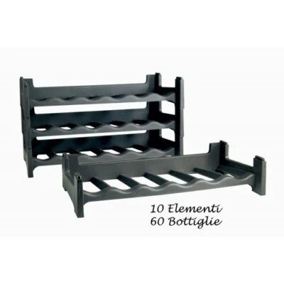 Cantina Vino 10 Ripiani Impilabile Plastica Modulare Portabottiglie Cantinetta - Immagine 1 di 4