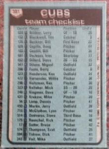 1980 TOPPS BASEBALL #381 CHICAGO CUBS TEAM CHECKLIST - NM - Picture 1 of 2