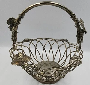Godinger Silver Art Co. Silver Plate Grape Leaf Design Fruit Basket Vintage - Picture 1 of 9