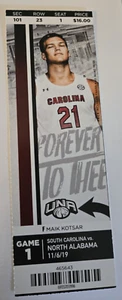 South Carolina Gamecocks vs North Alabama 11/6/2019 Basketball Full Ticket - Picture 1 of 1
