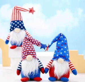 ⭐CUTE GNOME Seasonal 4th of July Gnomes Plush New, pack of 3, Red White & Blue - Picture 1 of 4