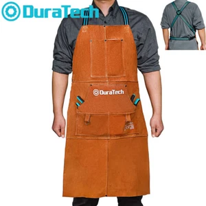 DURATECH 36" Leather Apron Welding Apron Heat Flame Resistant Work Apron 6Pocket - Picture 1 of 11