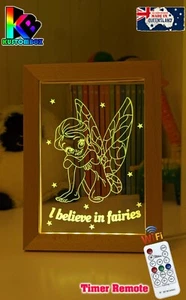 CUTE FAIRY I BELIEVE PERSONALISED 3D LED Night Light 7 Colour Change Kids Lamp - Picture 1 of 14
