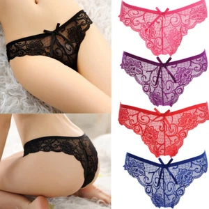 Womens Sexy Briefs See Through Lace Mesh Panties Knickers Lingerie Underwear US - Picture 1 of 13