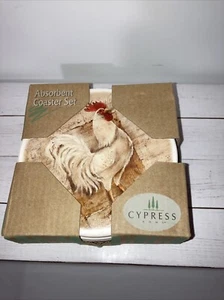 Rooster Themed Cypress Home Coaster Set Of Four Farm. Homestead. Country Living - Picture 1 of 3