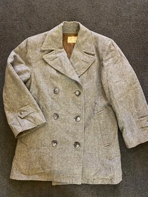 Vtg Field & Stream Double Breasted Tweed Wool Alpaca Peacoat Men Size M RARE - Image 1 of 4