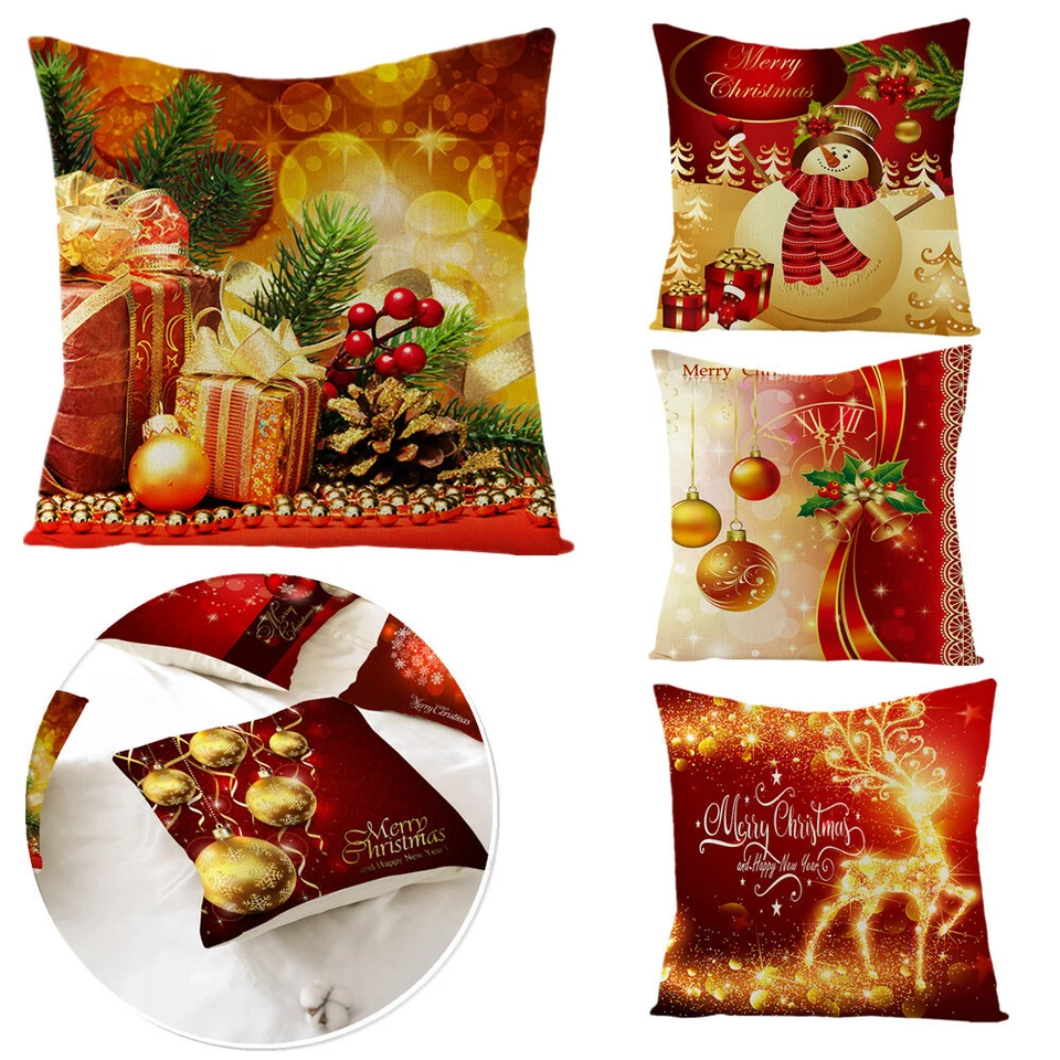 4X Christmas Pillow Case Cover Set Sofa Pillowcase Cushion Cover Home Decor - Image 1 of 4