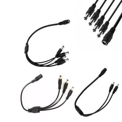 DC 1 Female to 2/3/4/5/6/8 Male Power Splitter Cable Cord for CCTV Camera System - Image 1 of 4