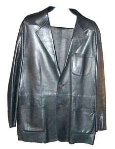 Jhane Barnes Men's Dark Brown Button Leather Blazer Jacket Size US 42 - Picture 1 of 14