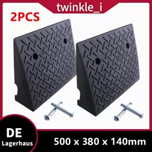 2X Set Auffahrrampe Bordsteinrampe Schwellenrampe Motorrad Rollstuhl 50*38*14cm - Bild 1 von 12