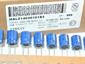100uF 35V MAL214030101E3 Vishay 2500h 125'C Aluminium Elektrolyt [MENGE = 10 Stück] - Bild 1 von 1