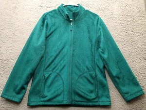 Style&co. Sport Fleece Jacket Women Large Green Polyester Reversible Full Zipper - Picture 1 of 8