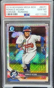 2018 Bowman Chrome REFRACTOR Braves RONALD ACUNA RC Card PSA 10 GEM MINT Pop 360 - Picture 1 of 7