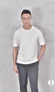 Suéter tejido de verano Loro Piana mezcla de seda de cachemir blanco talla XXL camiseta para hombre - Imagen 1 de 24