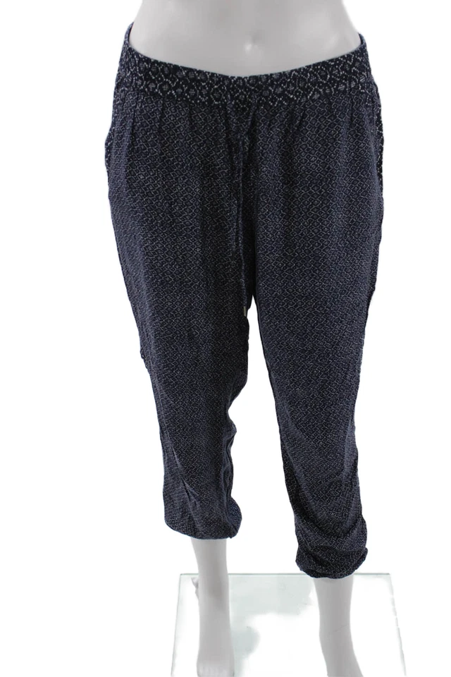 Pantalones suaves Joie para mujer estampado geométrico elástico corte cintura pierna fluidos azules talla M Foto 1 de 4