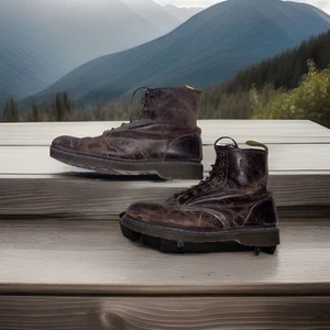 Stivali Dr. Doc Marten pelle marrone vintage uomo taglia 13 con suole rimbalzanti vie aeree - Foto 1 di 7