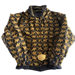 Vintage Bogner Gryphon Ski Coat Fitted Waist Gold On Black Puffy M/L - Picture 1 of 11