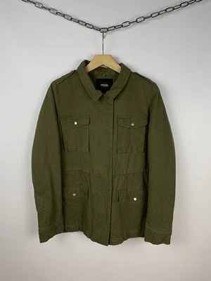 Maje Military Field Jacket Hooded Buttons Khaki Green Cotton Ladies Sz 2 - Image 1 of 4