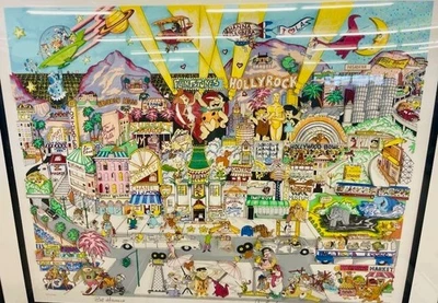 Charles Fazzino Flintstones Hollyrock 3-D 1993 Signed Hanna Barbera 383/450 - Image 1 of 4