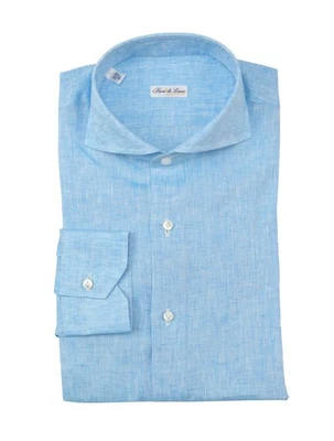Fiori Di Lusso Camicia In Lino Blu Chiaro - Extra Slim - 15.75/40 - (FL812232) - Immagine 1 di 4