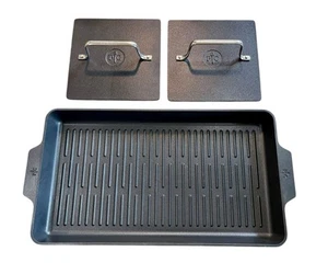 Pampered Chef Double Burner Cast Iron Grill Panini Press Pan RV$355 GERMANY EXC! - Picture 1 of 23