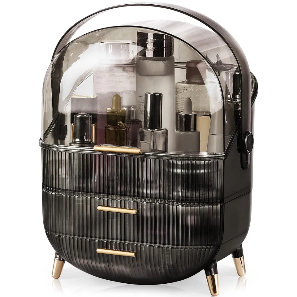 Organizador de Maquillaje,Organizador de Cuidado de la Piel con 2 Cajones y Caja de Almacenamiento de Pinceles Foto 1 de 4