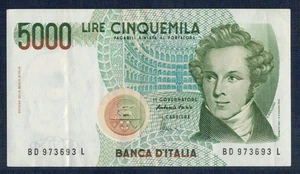Banconota ITALIA - 5.000 Lire  Bellini 1985   Very Fine - Gian 2 - Foto 1 di 2