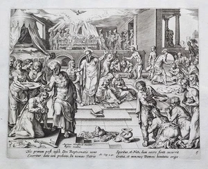 M. van Heemskerck / healing the sick Bibel Bible Kupferstich engraving 1600 - Bild 1 von 1