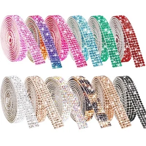 Self Adhesive Crystal Rhinestone Diamond Ribbon 12 Rolls 0.9cm Wide Total 12 ... - Picture 1 of 7