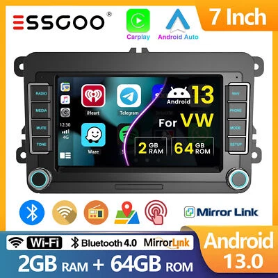 64G For VW Volkswagen CC Jetta Passat 7" Carplay Android 13 Car Stereo GPS Radio - Image 1 of 4